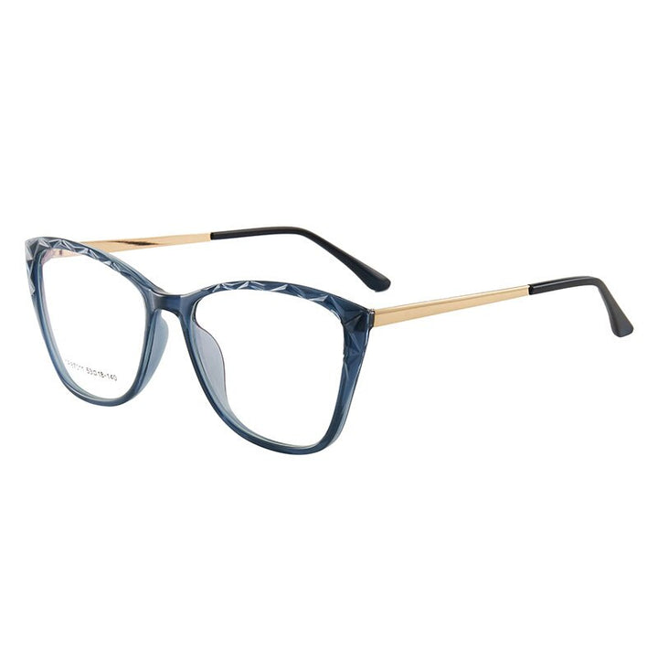 Hotony Women's Full Rim TR 90 Resin Square Cat Eye Frame Eyeglasses 7011 Full Rim Hotony Blue