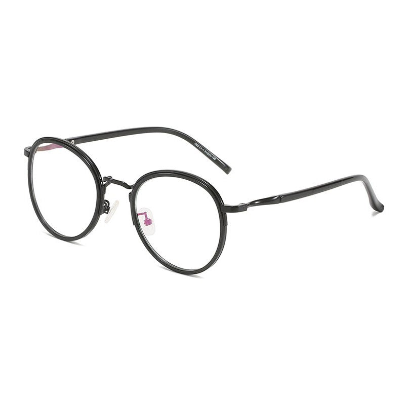 Hotony Unisex Full Rim Round Tr 90 Alloy Eyeglasses 1922 Full Rim Hotony Black  