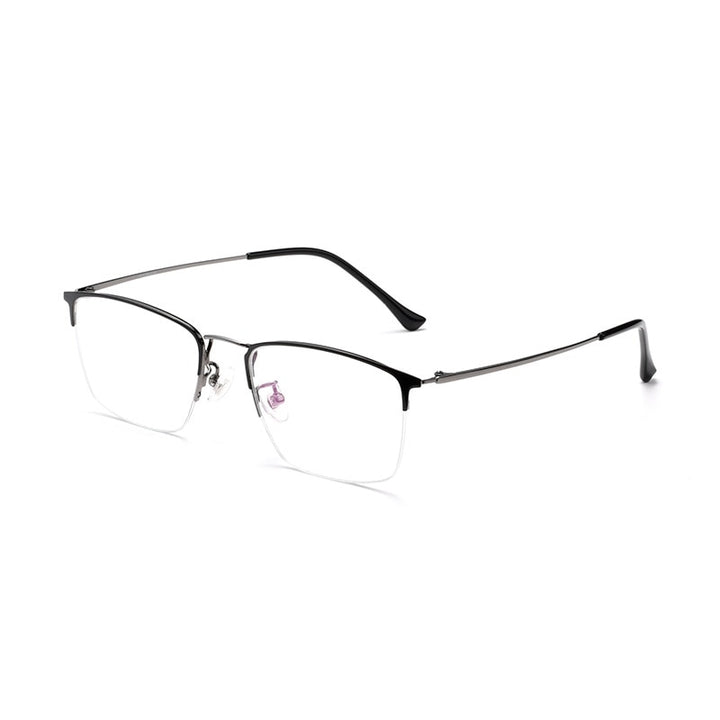 Yimaruili Unisex Semi Rim Titanium Frame Eyeglasses 8017JX Semi Rim Yimaruili Eyeglasses Black Gray