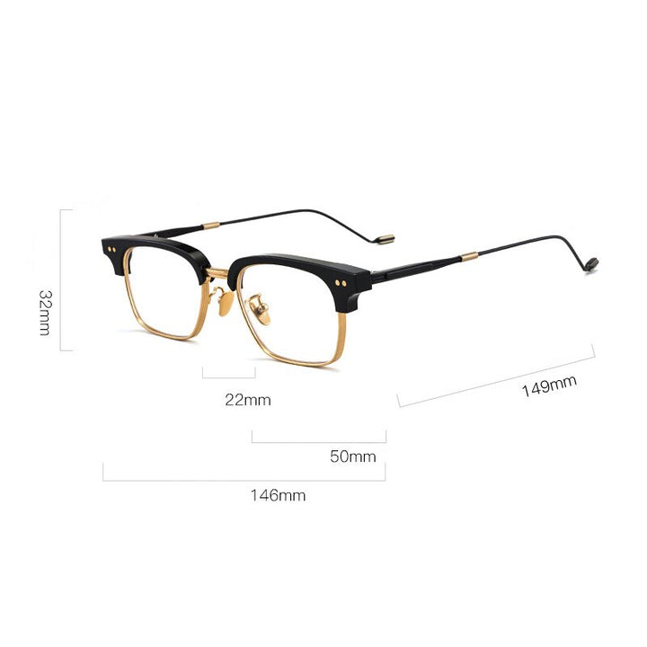 Gatenac Unisex Full Rim Square Acetate Frame Eyeglasses Gxyj184 Full Rim Gatenac