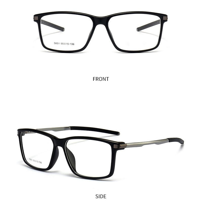 Gmei Men's TR 90 Square Aluminum Magnesium Sport Frame Eyeglasses 5851 Full Rim Gmei Optical C1-BLACK