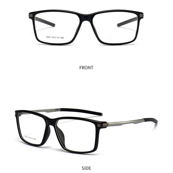 Gmei Men's TR 90 Square Aluminum Magnesium Sport Frame Eyeglasses 5851 Sport Eyewear Gmei Optical C1-BLACK  