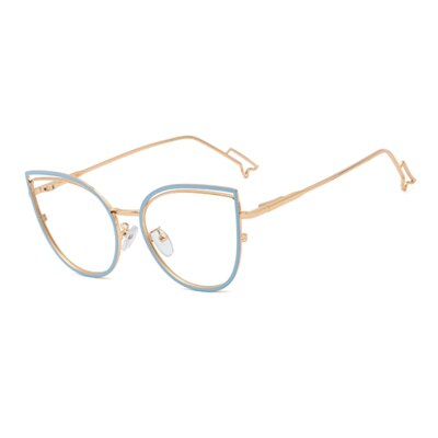 Ralferty Metallic Eyeglass Frame Women Computer Anti Blue Light Glasses Full Rim Ralferty C3 Blue