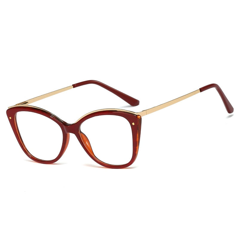 CCspace Unisex Full Rim Square Cat Eye Tr 90 Titanium Frame Eyeglasses 48168 Full Rim CCspace C2red