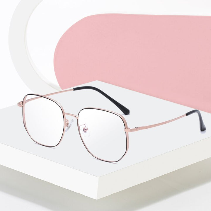 Hotony Unisex Full Rim Polygonal Square Titanium Frame Eyeglasses 1120 Full Rim Hotony