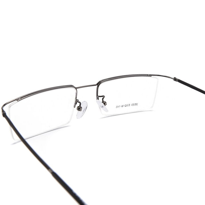 Bclear Men's Semi Rim Square Titanium Alloy Eyeglasses Sc2533 Semi Rim Bclear