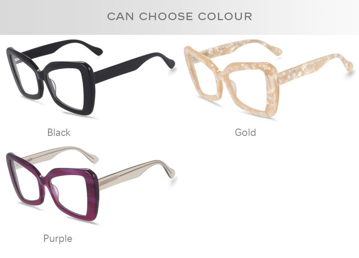 CCspace Unisex Full Rim Oversized Square Cat Eye Acetate Frame Eyeglasses 54066 Full Rim CCspace
