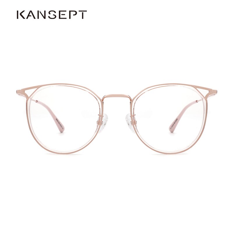 Kansept Women's Full Rim Round Cat Ear Alloy Acetate Frame Eyeglasses 90030 Full Rim Kansept   