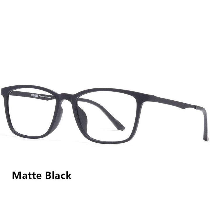 Yimaruili Men's Eyeglasses Square Full Rim Titanium Y8808 Full Rim Yimaruili Eyeglasses Matte Black