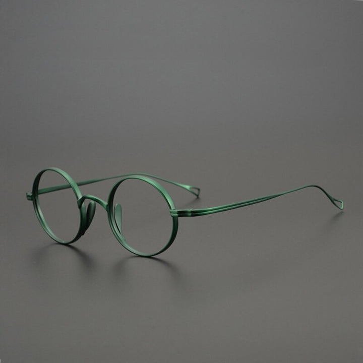 Yujo Unisex Full Rim 43mm Round Titanium Eyeglasses Full Rim Yujo