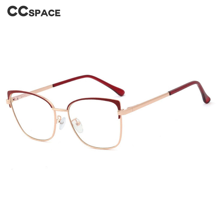 CCspace Women's Full Rim Square Cat Eye Alloy Frame Eyeglasses 48266 Full Rim CCspace