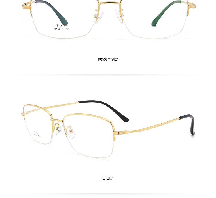 Men's Semi Rim IP Electroplated Titanium Alloy Frame Eyeglasses Zt1114 Semi Rim Bclear