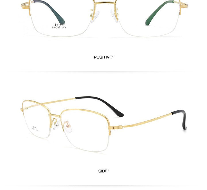 Men's Semi Rim IP Electroplated Titanium Alloy Frame Eyeglasses Zt1114 Semi Rim Bclear