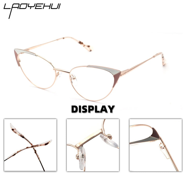 Laoyehui Women's Eyeglasses Cat Eye Alloy Reading Glasses 1994 Reading Glasses Laoyehui