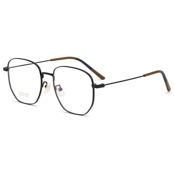 Yimaruili Unisex Full Rim Titanium Polygon Frame Eyeglasses T8821 Full Rim Yimaruili Eyeglasses Black