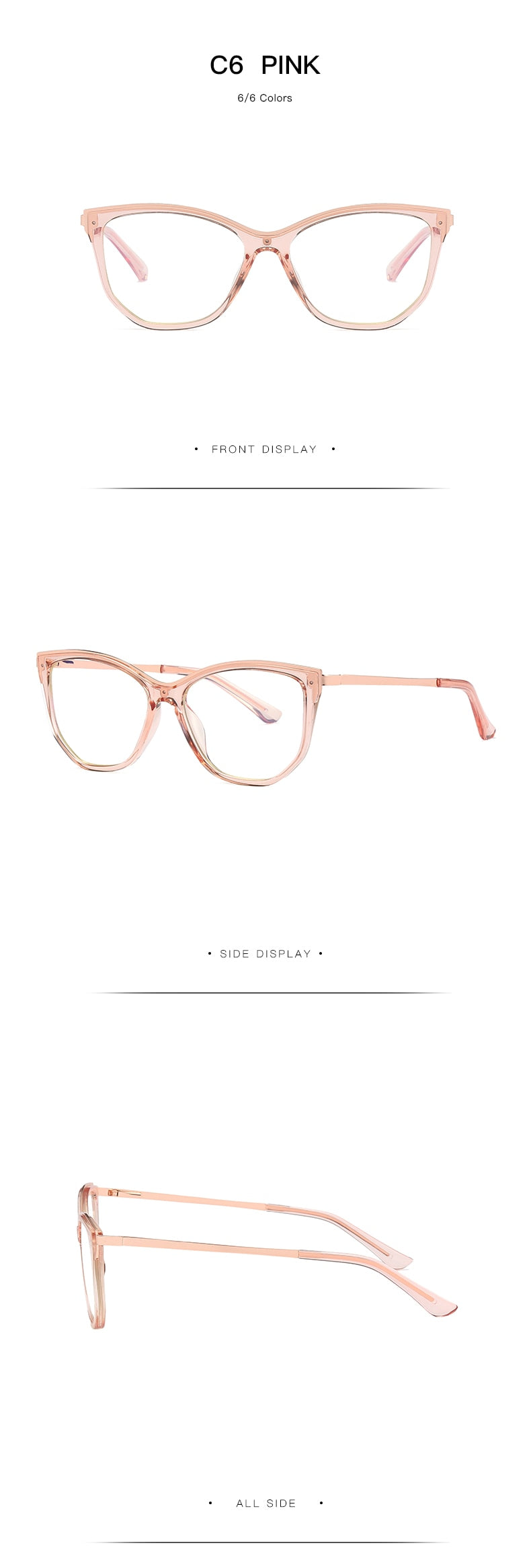 Hotochki Women's Full Rim Cat Eye Alloy Acetate Frame Eyeglasses 2048 Full Rim Hotochki