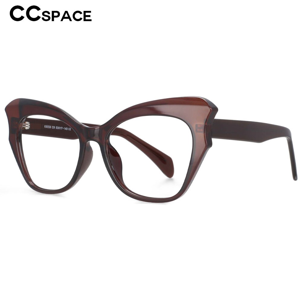 CCspace Women's Full Rim Oversized Cat Eye Tr 90 Titanium Frame Eyeglasses 53814 Full Rim CCspace