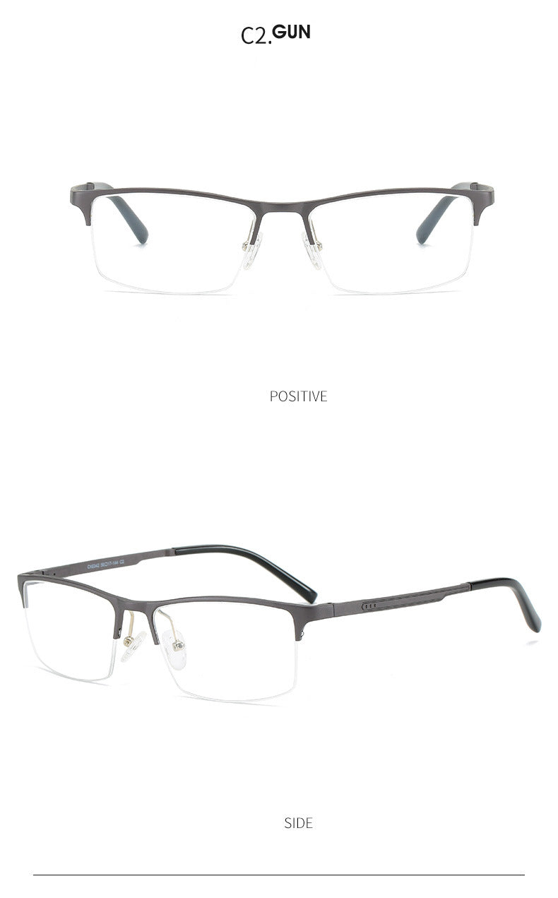 Hdcrafter Men's Semi Rim TR 90 Titanium Alloy Square Frame Eyeglasses P6342 Semi Rim Hdcrafter Eyeglasses