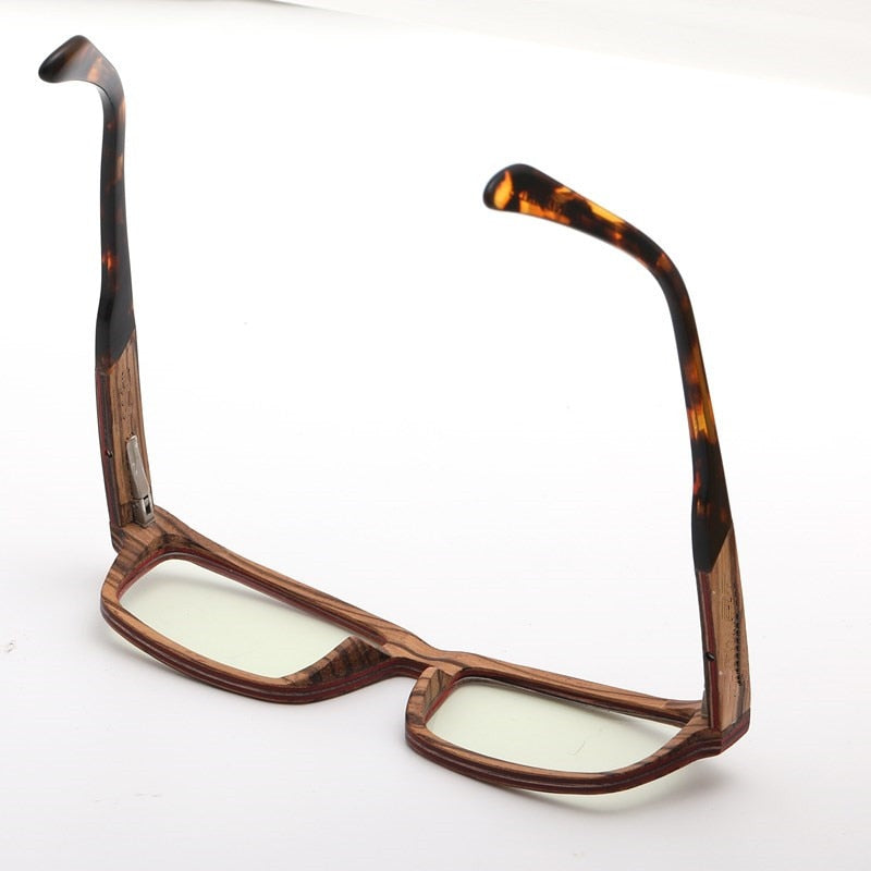 Hdcrafter Unisex Full Rim Square Wood Frame Eyeglasses 36365 Full Rim Hdcrafter Eyeglasses