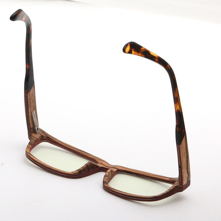 Hdcrafter Unisex Full Rim Square Wood Frame Eyeglasses 36365 Full Rim Hdcrafter Eyeglasses