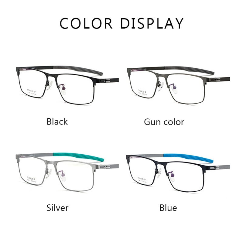 Hotochki Men's Full Rim Titanium Square Frame Eyeglasses F1981 Full Rim Hotochki