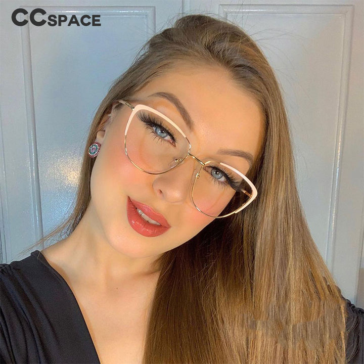 CCspace Unisex Full Rim Cat Eye Alloy Frame Eyeglasses 48183 Full Rim CCspace