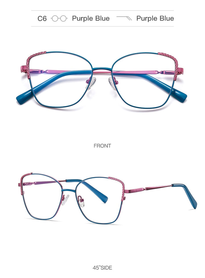 Hotochki Women's Full Rim Polygon Alloy Frame Eyeglasses 3014 Full Rim Hotochki
