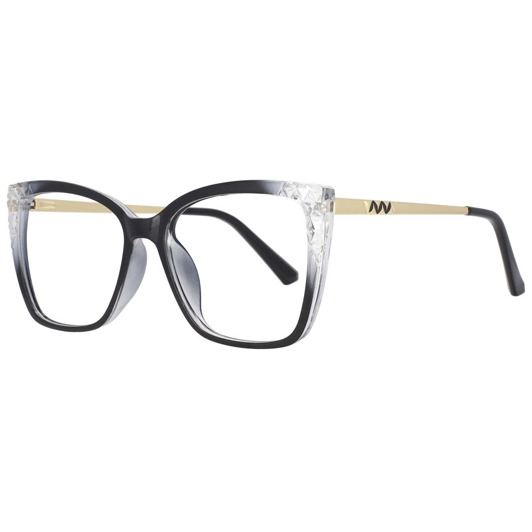 CCspace Women's Full Rim Square Cat Eye Tr 90 Titanium Frame Eyeglasses 53715 Full Rim CCspace black