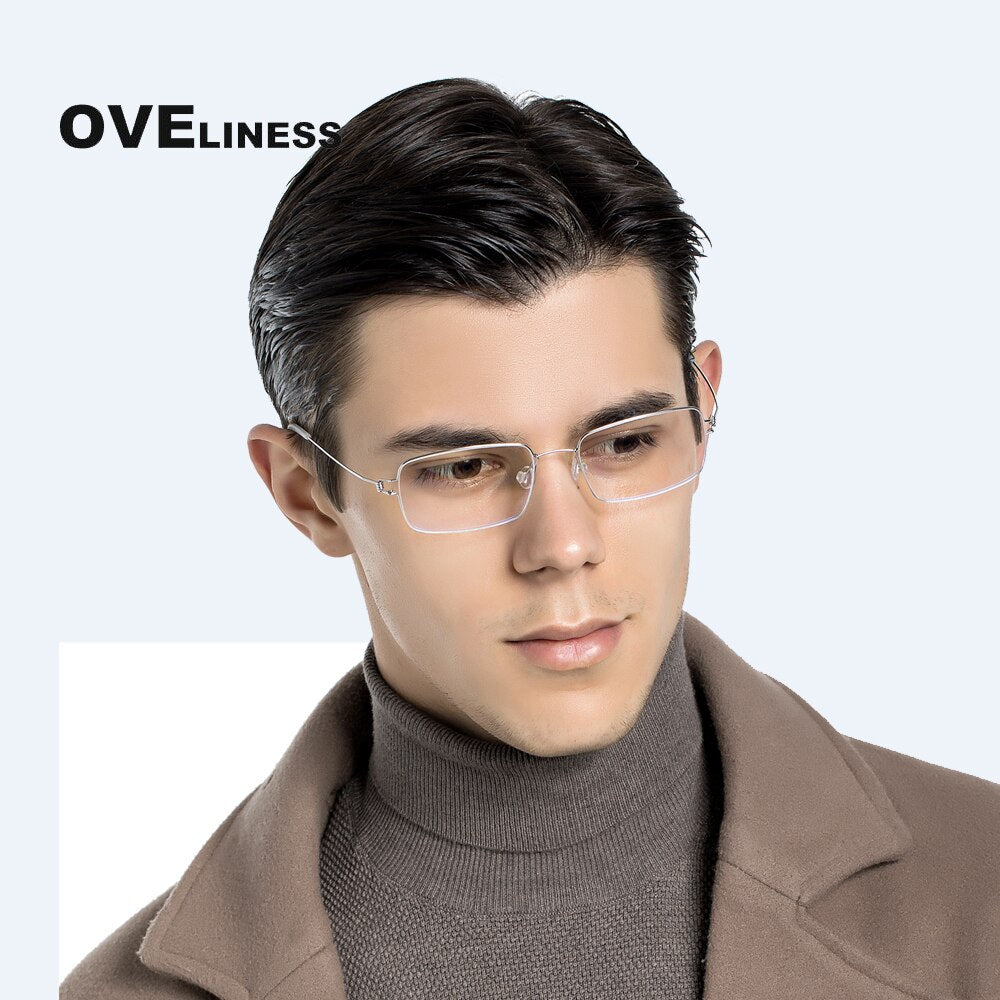 Oveliness Unisex Full Rim Square Screwless Titanium Alloy Eyeglasses Full Rim Oveliness
