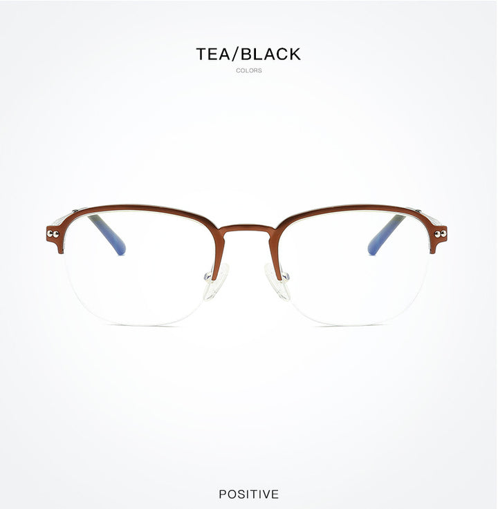 Hdcrafter Unisex Semi Rim Square Titanium Frame Eyeglasses 6097 Semi Rim Hdcrafter Eyeglasses