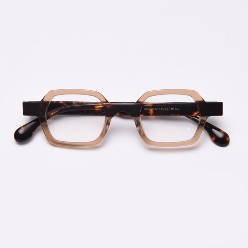 CCspace Unisex Full Rim Polygon Acetate Frame Eyeglasses 49804 Full Rim CCspace C4Tea-Leopard