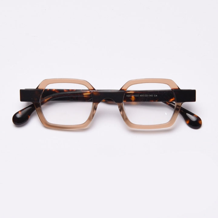 CCspace Unisex Full Rim Polygon Acetate Frame Eyeglasses 49804 Full Rim CCspace C4Tea-Leopard