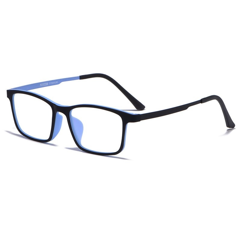 Yimaruili Unisex Full Rim Small Square Titanium Eyeglasses HR3058 Full Rim Yimaruili Eyeglasses Black Cyan