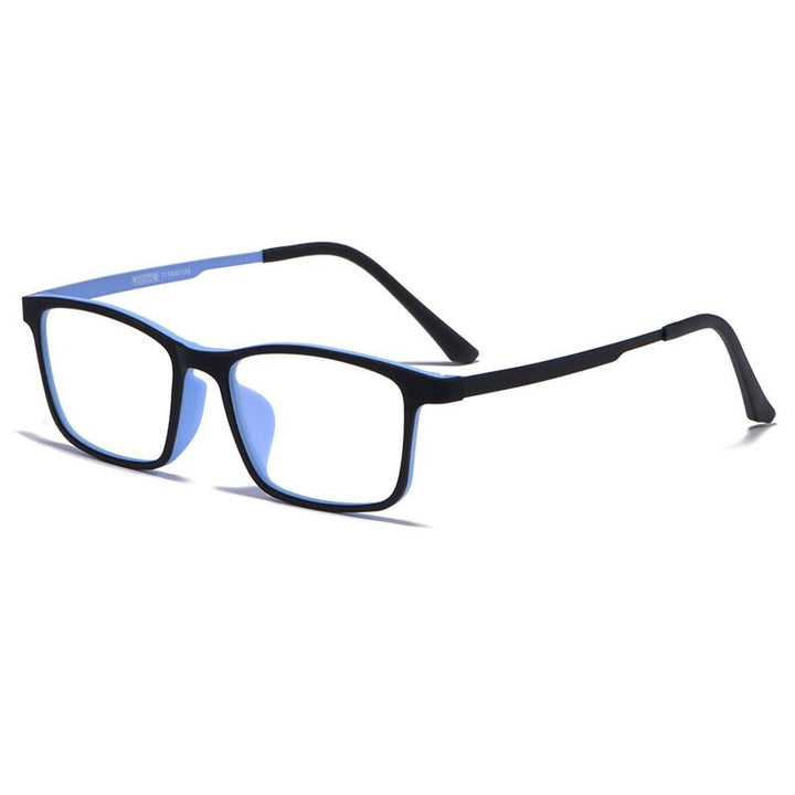 Yimaruili Unisex Full Rim Small Square Titanium Eyeglasses HR3058 Full Rim Yimaruili Eyeglasses Black Cyan