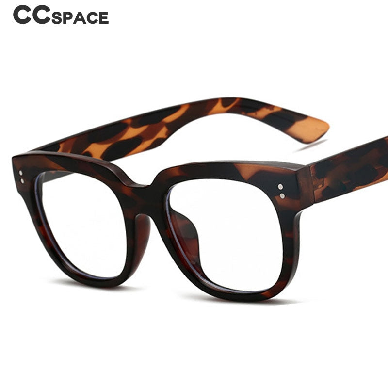 CCspace Unisex Full Rim Square Rectangle Resin Alloy Rivet Frame Eyeglasses 47086 Full Rim CCspace