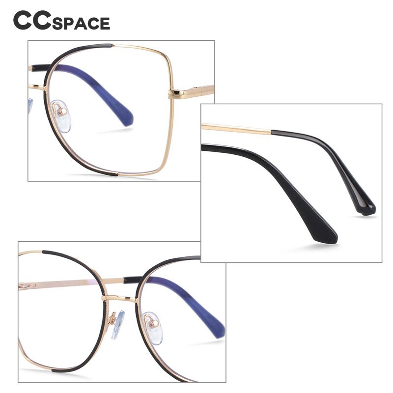 CCspace Unisex Semi Rim Square Alloy Frame Eyeglasses 54079 Semi Rim CCspace