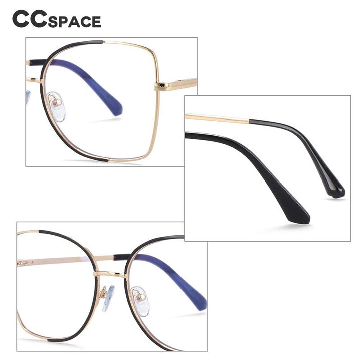 CCspace Unisex Semi Rim Square Alloy Frame Eyeglasses 54079 Semi Rim CCspace
