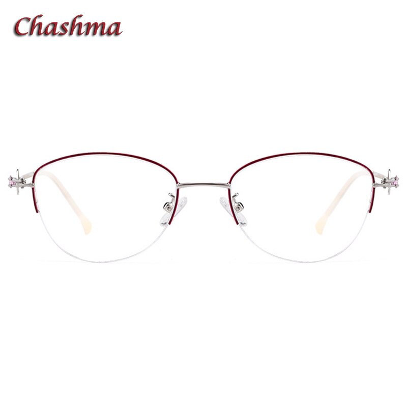 Chashma Ochki Women's Semi Rim Square Cat Eye Stainless Steel Eyeglasses 8025 Semi Rim Chashma Ochki