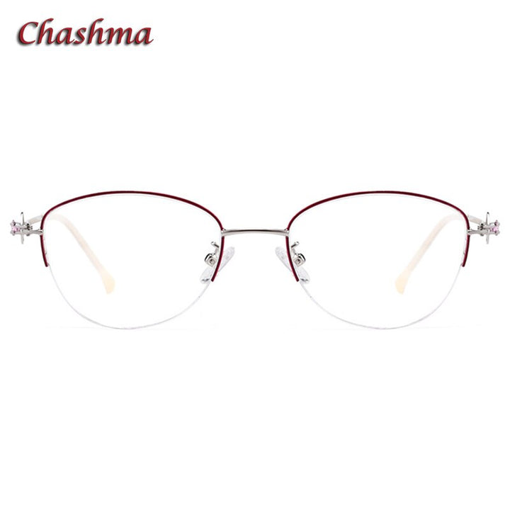 Chashma Ochki Women's Semi Rim Square Cat Eye Stainless Steel Eyeglasses 8025 Semi Rim Chashma Ochki