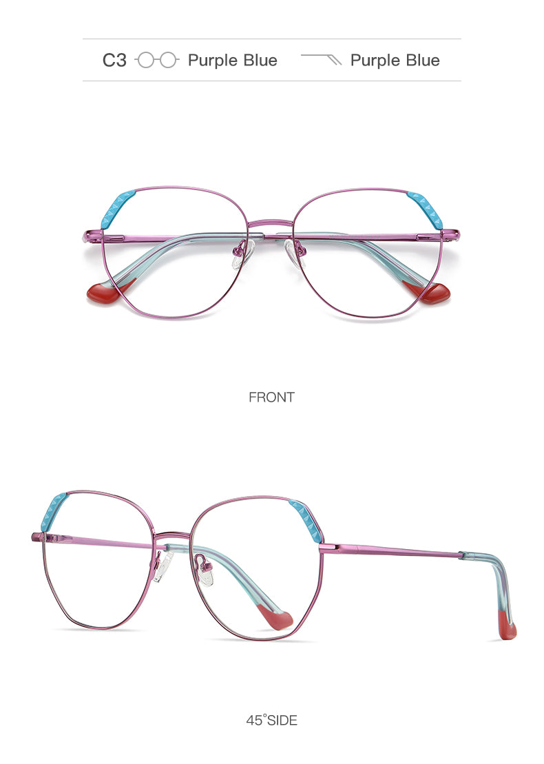 Hotony Women's Full Rim Cat Eye Alloy Frame Eyeglasses 3015 Full Rim Hotony