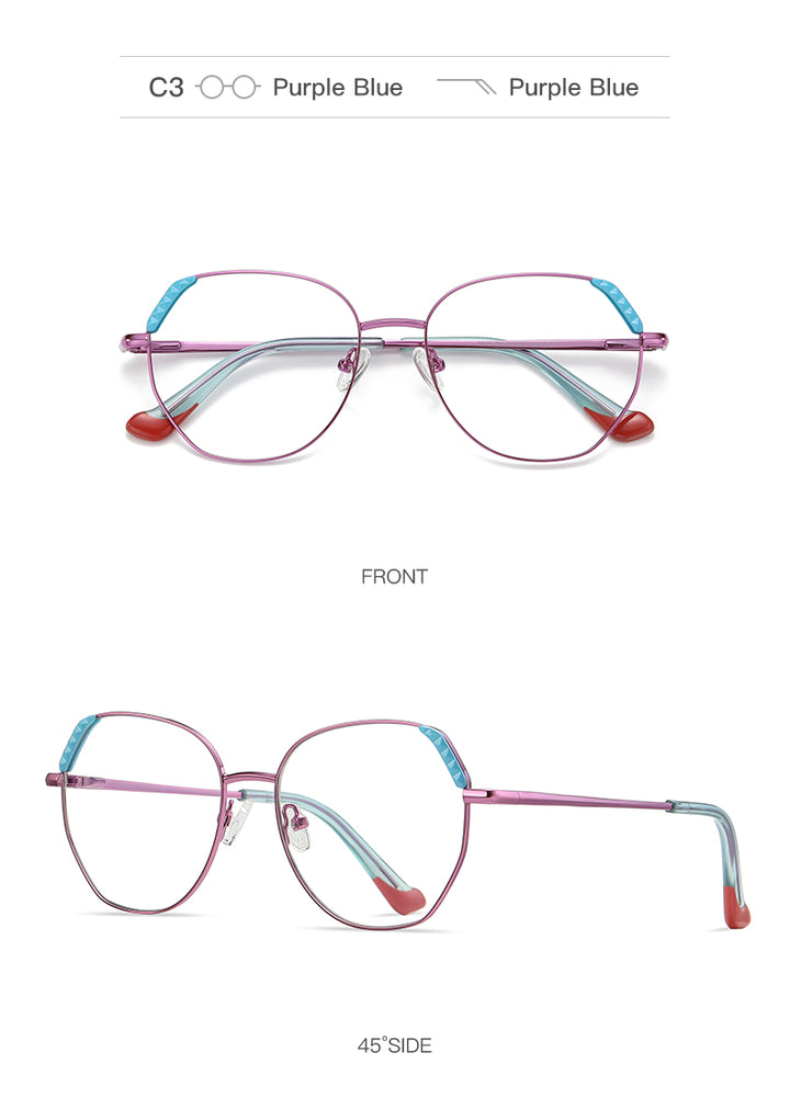 Hotony Women's Full Rim Cat Eye Alloy Frame Eyeglasses 3015 Full Rim Hotony