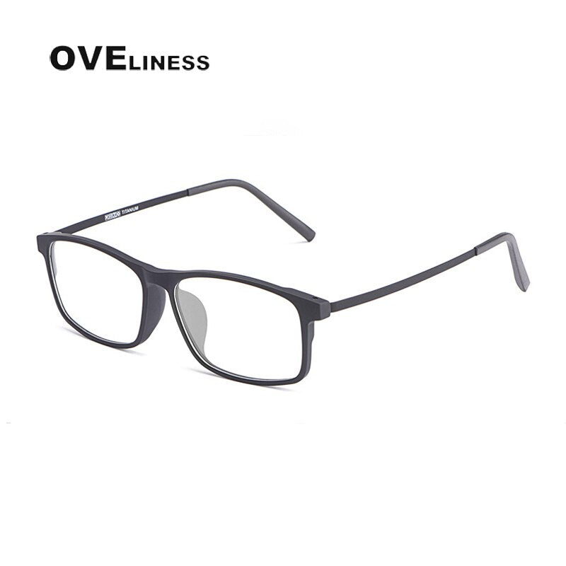 Oveliness Unisex Full Rim Square Ultem Resin Titanium Eyeglasses Ol20p99 Full Rim Oveliness Black
