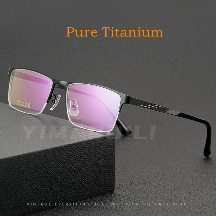 Yimaruili Unisex Semi Rim Round Titanium IP Frame Eyeglasses  HT0178 Semi Rim Yimaruili Eyeglasses