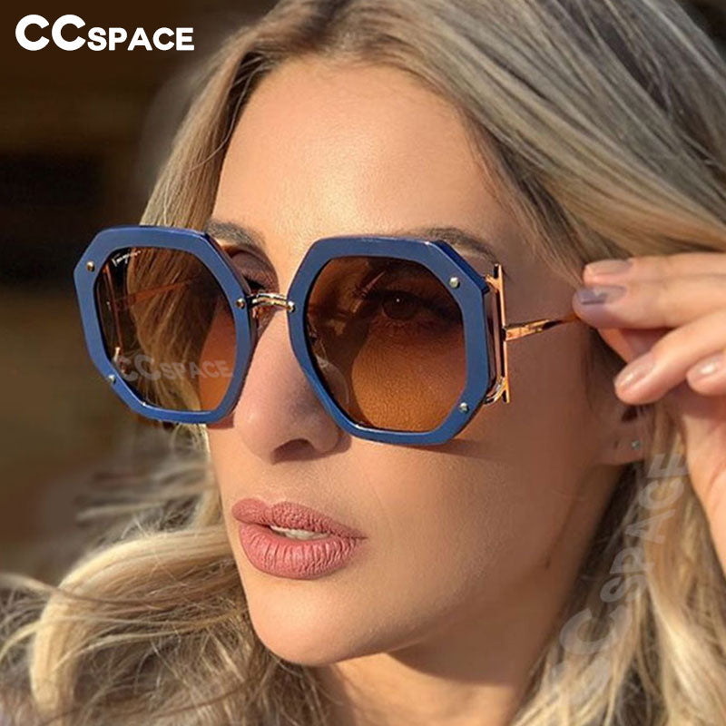CCspace Women's Full Rim Polygon Square Frame Sunglasses 48154 Sunglasses CCspace Sunglasses