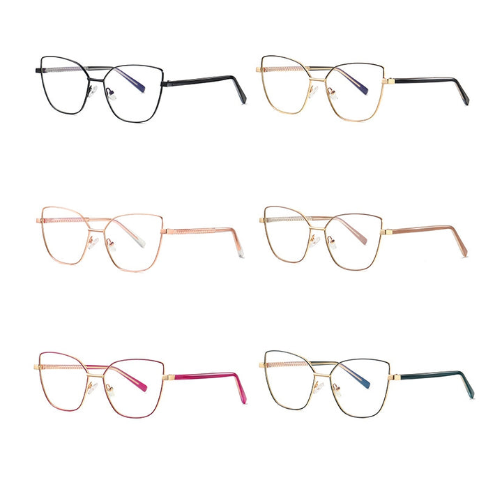 CCspace Unisex Full Rim Square Cat Eye Alloy Frame Eyeglasses 49081 Full Rim CCspace