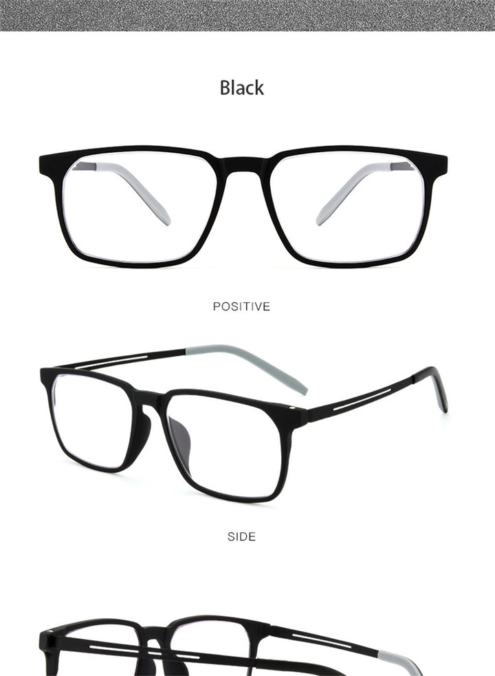 Hdcrafter Men's Full Rim Square Tr 90 Titanium Frame Eyeglasses 1601 Full Rim Hdcrafter Eyeglasses