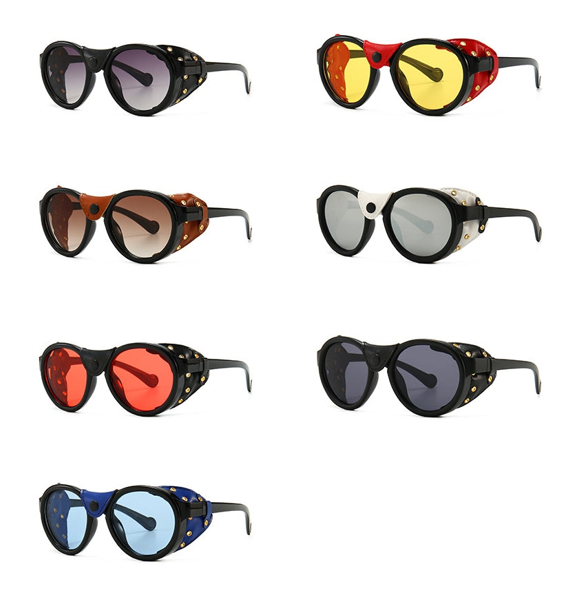 CCspace Unisex Full Rim Oval Round Resin Frame Steampunk Sunglasses 46311 Sunglasses CCspace Sunglasses