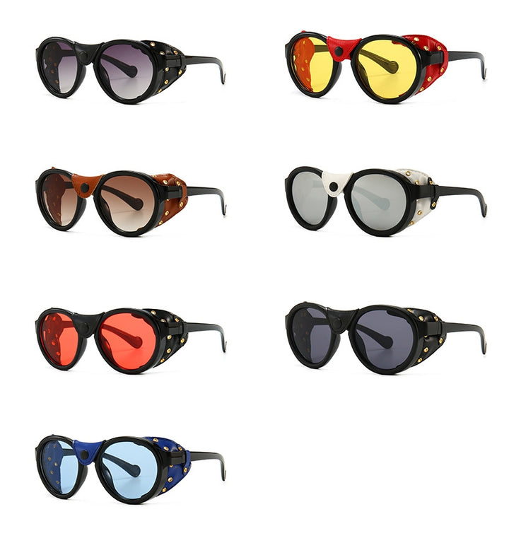 CCspace Unisex Full Rim Oval Round Resin Frame Steampunk Sunglasses 46311 Sunglasses CCspace Sunglasses