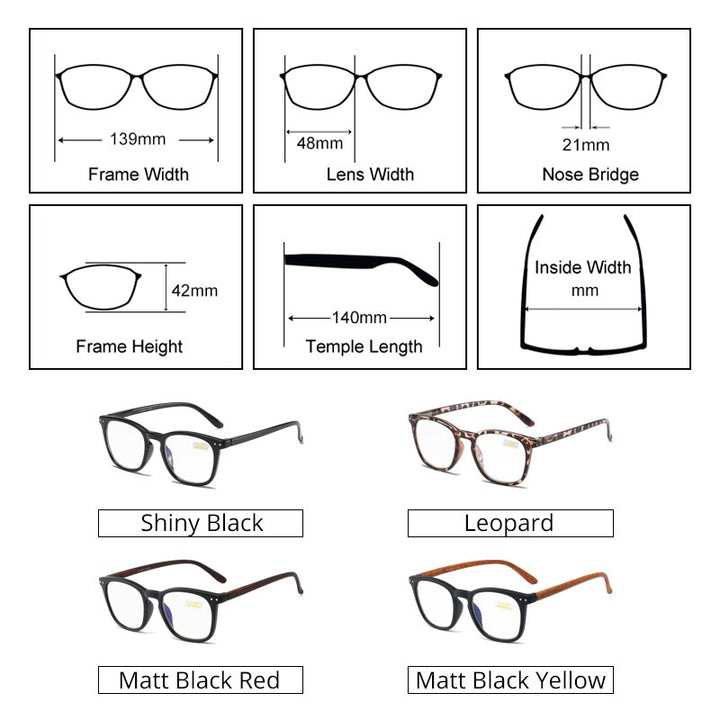 Ralferty Unisex Full Rim Square Acetate Reading Glasses F91104 Reading Glasses Ralferty