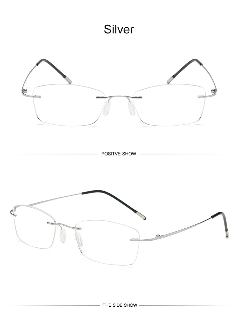 Hdcrafter Unisex Rimless Rectangle Titanium Frame Reading Glasses 8025 Reading Glasses Hdcrafter Eyeglasses